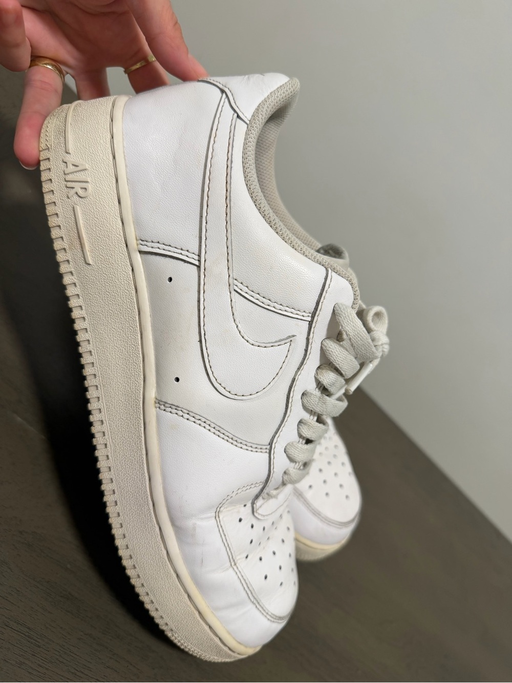 Men Nike White Leather Low-Top Sneakers with Off-White Trim